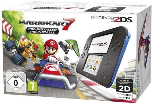 Console Nintendo 2DS Noir et Bleu + Mario Kart 7 Préinstallé