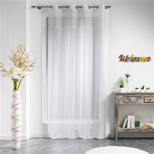 Panneau a oeillets 140 x 240 cm voile sable top raye olonne Blanc