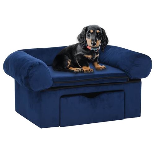 Comparer les prix de Vidaxl Canap¿¿ Pour Chien Avec Tiroir Bleu 75x50x38 Cm Peluche