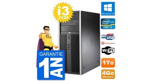 Pc tour hp 8200 intel core i3-2120 ram 4go disque dur 1to windows 10 wifi