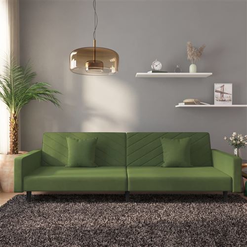 Non Communiqué Vert Vidaxl Canapé-Lit À 2 Places Avec Deux Oreillers Foncé Velours375920