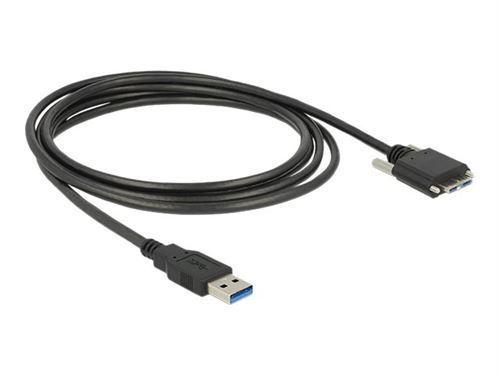 Delock - Câble USB - Micro-USB de type B (M) pour USB type A (M) - USB 3.0 - 3 m - vis moletées - noir