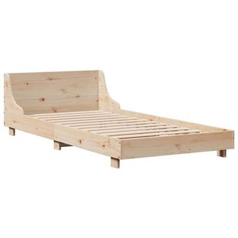 Cadre De Lit 90x190 Cm En Pin Massif – Bois Brut Naturel, Sommier Inclus ?