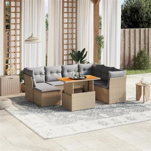 Non Communiqué Beige Vidaxl Salon De Jardin Avec Coussins 8 Pcs, Canapés De Terrasse, Ensemble De Meubles De Patio, Mobilier D'extérieur, 3270954