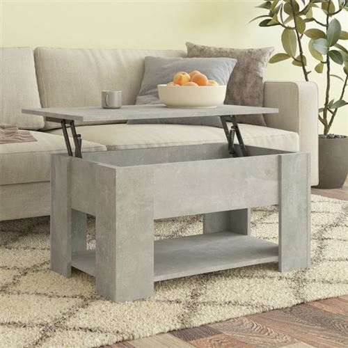 Table basse gris béton 79x49x41 cm bois d ingénierie