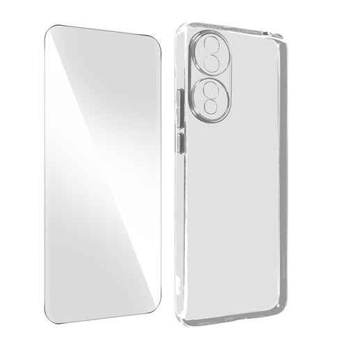 Avizar Coque pour Honor 70 Silicone Gel Souple avec Verre Trempé Dureté 9H transparent