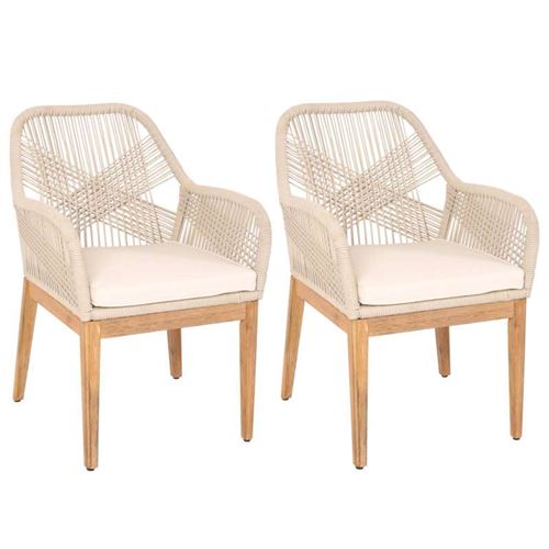Mendler Beige Lot De 2 Chaises De Jardin - Image 2