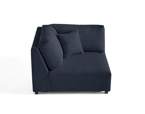 Non Communiqué Bleu Nuit Garance - Module D'assise D'angle Réversible - En Velours Côtelé
