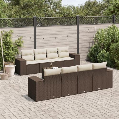 Vidaxl Marron Salon De Jardin 9 Pcs - Image 2