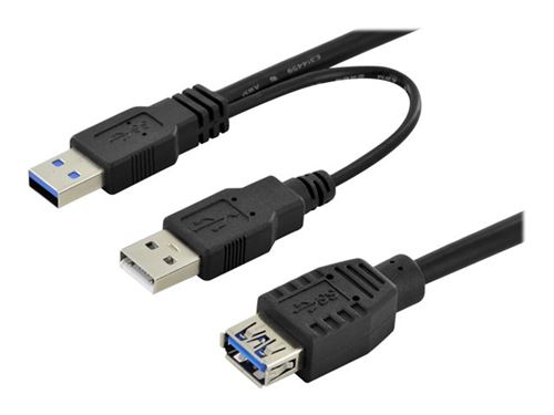 DIGITUS - Câble USB - USB type A (M) pour USB type A (F) - USB 3.0 - 30 cm - moulé - noir