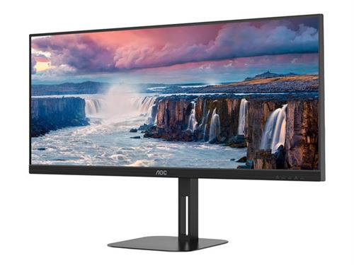 AOC Value-line U34V5C/BK - V5 series - écran LED - 34 - 3440 x 1440 WQHD @ 100 Hz - VA - 300 cd/m² - 4000:1 - 4 ms - HDMI DisplayPort USB-C - haut-parleurs - noir mat