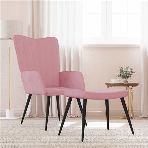 Vidaxl Rose Chaise De Relaxation Avec Tabouret - Image 3