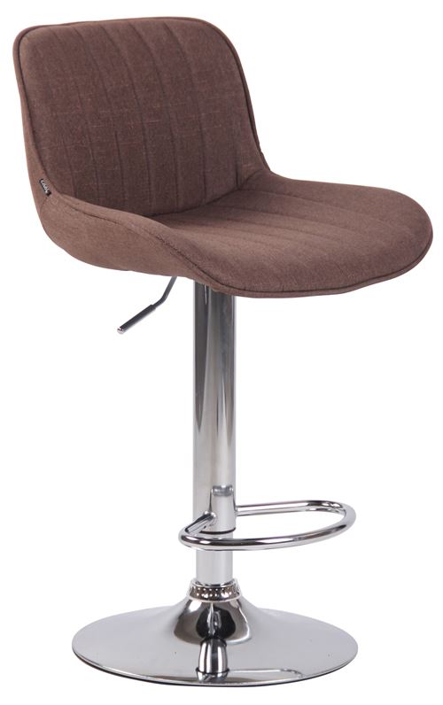 CLP Tabouret de bar Lentini en Tissu avec Piètement trompette en Métal , Marron/Chrome