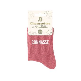 SUD TRADING Paire de chaussettes paillettes connasse rose