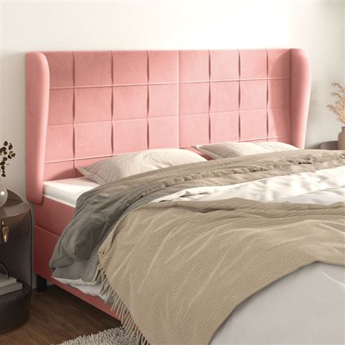 vidaXL Hoofdbord met randen 183x23x118/128 cm fluweel roze3118021