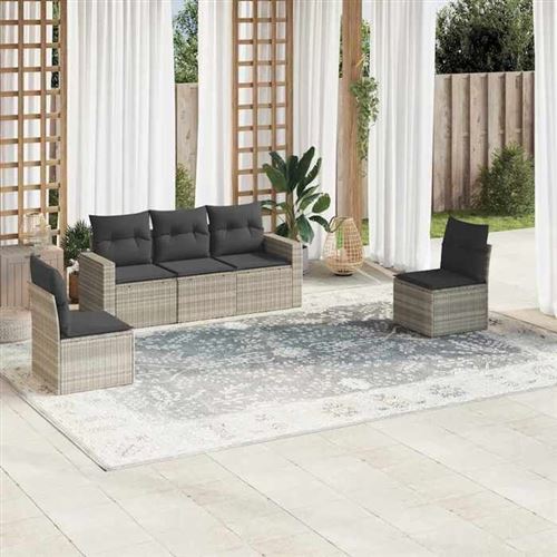 Non Communiqué Gris Vidaxl Salon De Jardin Avec Coussins 5 Pcs, Canapés Avec Pieds Réglables, Ensemble De Meubles D'extérieur Patio Terrasse, 3218782