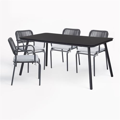 SKLUM Ensemble avec une table et 4 chaises de jardin Arhiza Gris Foncé