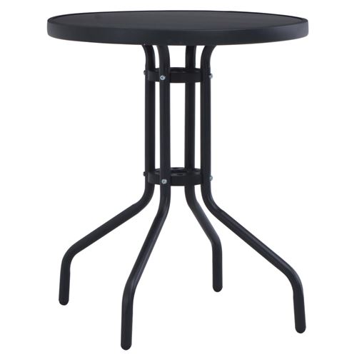 VidaXL Table de jardin Noir 60 cm Acier et verre