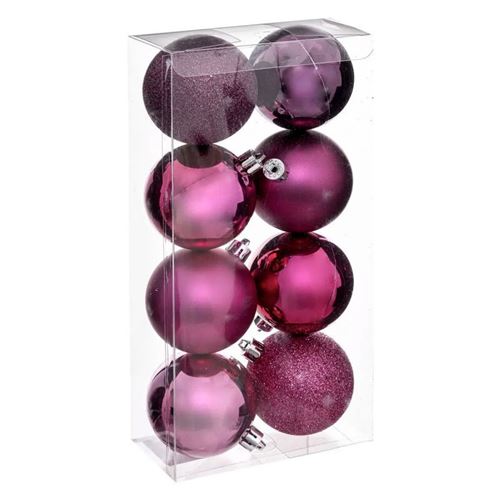 Lot de 8 Boules de NoÃ«l Colorama 7cm Cassis
