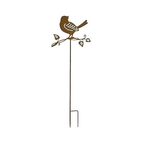 La Grande Prairie - Tuteur déco oiseau sur branche en fer 36 x 102 cm