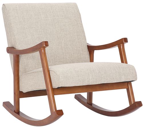 Chaise a bascule Morelia en tissu avec pieds Noyer , Crème