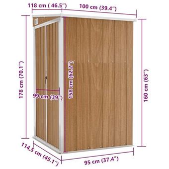 Abri De Jardin VidaXL 118,5x97x209,5cm - Acier Galvanisé Anthracite - Porte Verrouillable - Rangement Extérieur