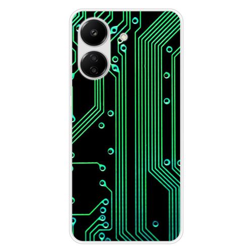 Coque en silicone imprimée compatible Xiaomi Redmi 13C 4G Texture circuit geek