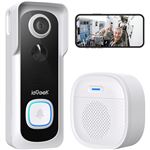ieGeek Sonnette sans Fil avec Camera, 2K Sonnette sans Fil Exterieur Etanche IP66, Sonnette Vidéo aucuns Frais Mensuels, Changeur de Voix, Audio Bidirectionnel, Détection Humaine PIR, 2.4G WiFi