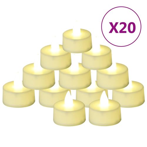 vidaXL Bougies électriques sans flamme à LED 20 pcs Blanc chaud