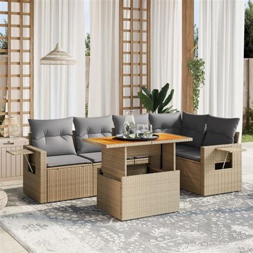 vidaXL - Salon de Jardin - Ensemble 6 Pièces - Beige - Image 2