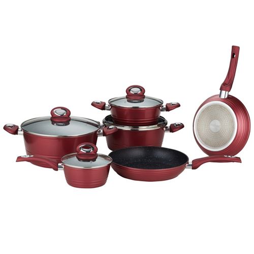 Herzberg Batterie de cuisine forgée de 10 pièces Bordeaux Herzberg Cooking