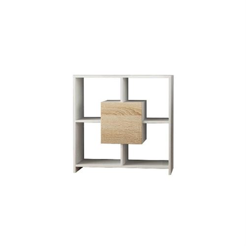 HOMEMANIA Bibliothèque Sider - White Sonoma - 80 x 30 x 80 cm -