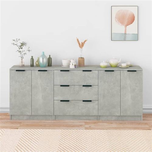 VIDAXL - Buffet - Ensemble de 3 pièces - Gris Béton - Image 2