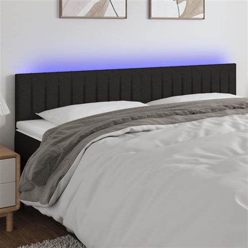Testiera A Led Nera 180x5x78/88 Cm In Tessuto - Vidaxl