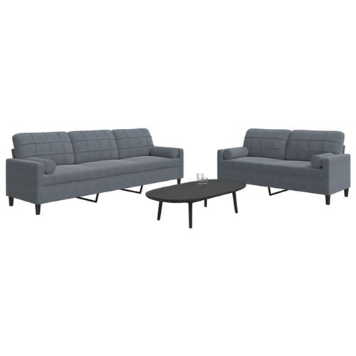 Non Communiqué Multicolore Ensemble De Canapés 2 Pcs Avec Coussins Et Traversins Velours