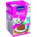 Vitakraft Poésie Multipack Création - Assortiment de barquettes fraîcheur pour Chat Saumon et Gibier