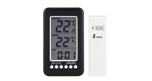 Jadpes thermomètre extérieur intérieur, accueil thermomètre, lcd numérique thermomètre intérieur extérieur horloge compteur de température transmetteu