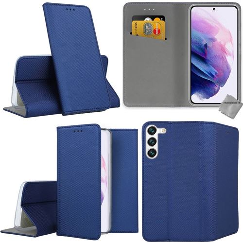 Housse etui portefeuille avec coque intérieure en silicone pour Oppo Reno 6 5G - verre trempe inclus - BLEU MAGNET - htdmobiles