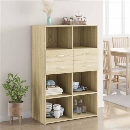 Non Communiqué Marron Vidaxl Buffet Haut Chêne Sonoma 80X42,5X124 Cm Bois D'ingénierie, Buffet, Armoire De Rangement, Panneau Latéral, Armoire, 3281387