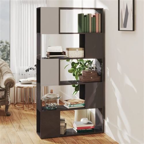 vidaXL Bibliothèque de séparation Gris brillant 80x24x155 cm Aggloméré