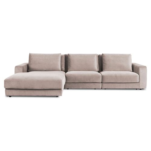 Canap&eacute; Velours Angle Gauche Beige Venezia 5 Places
