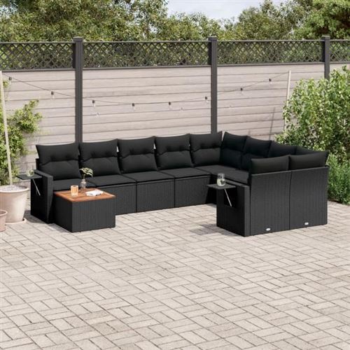 Vidaxl - Set Divani Da Giardino 10pz Con Cuscini In Polyrattan Nero