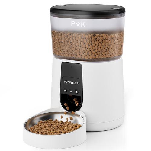 Comparer les prix de PUPPY KITTY 4L Distributeur Croquettes Chat&Chien Automatique, 2.4G WiFi Connecté App, Vocal 10S, 1-10 Repas par Jour, Blanc