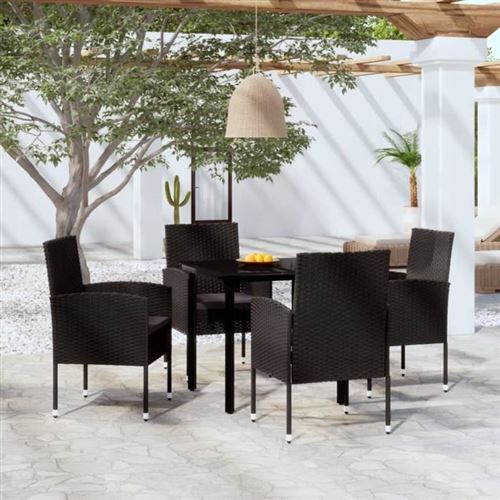 Vidaxl Noir Ensemble À Manger De Jardin 5 Pcs - Image 2