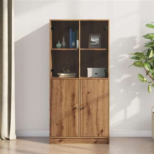 Non Communiqué Marron Buffet Haut Avec Portes Chêne Artisanal Bois D Ingénierie