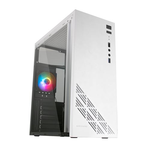 Mars Gaming MC100, Caja PC Gaming ATX, 100% Acero Ultra-ligero, Panel Superior Convect-Cool, Ventana Lateral Total, Ventilador Trasero FRGB 9cm,  Semitorre Gaming Negro o Blanco