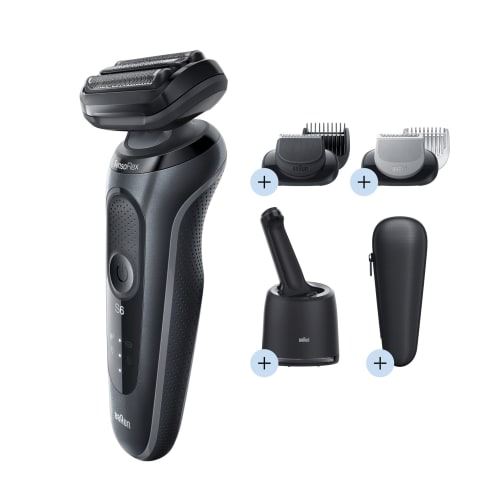 Tondeuse Homme Braun Série 6 60-N7650cc Sans Fil Barbe Étanche Wet & Dry Technology Rechargeable Gris