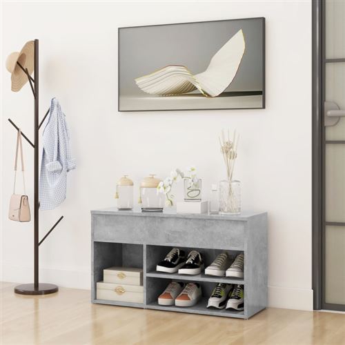 VIDAXL - Banc à chaussures - Gris béton - 80x30x45 cm - Image 2