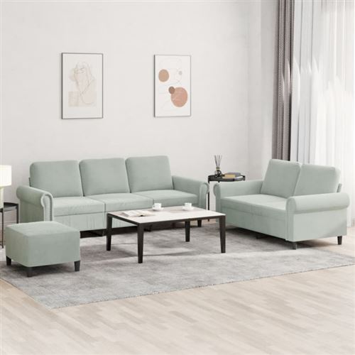 Non Communiqué Gris Clair Ensemble De Canapés 3 Pcs Avec Coussins Velours