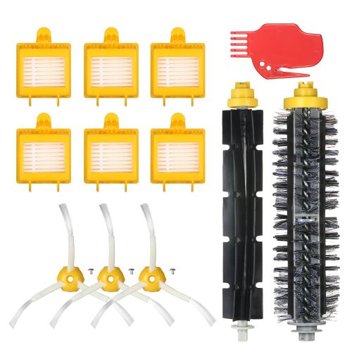 Pack de 12 accessoires de rechange pour iRobot Roomba 700 Series 700 760 770 780 790 Aspirateur - Brosse à poils + brosse flexible + brosses latérales + filtre HEPA + outil de nettoyage